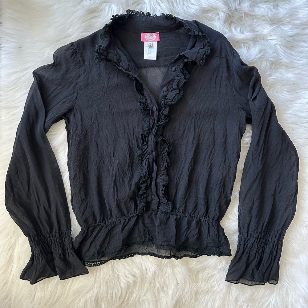 Vintage Blugirl Blumarine black silk button up blouse